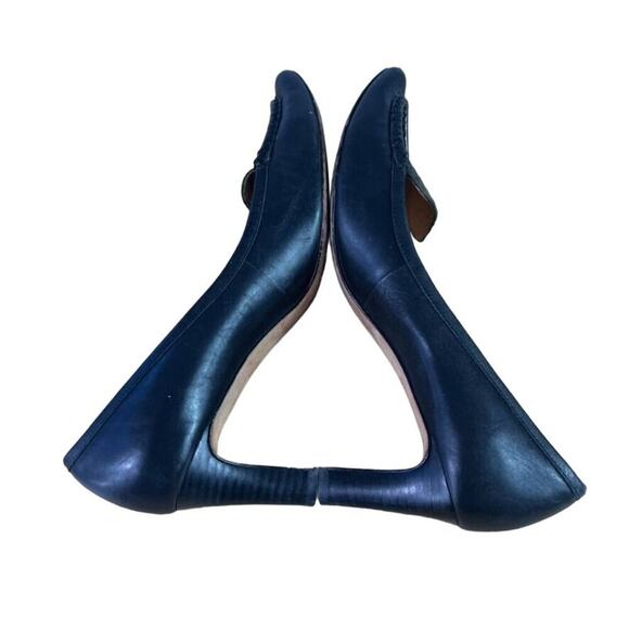 Ann Taylor Pumps Women 6 Black Leather Embossed Croc Front Loafer Pointed Toe - Picture 5 of 11